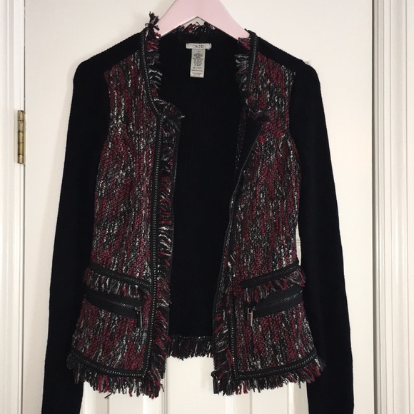 Cache, Blk/Red, Zip Up Sweater, Size Med. - Picture 3 of 9